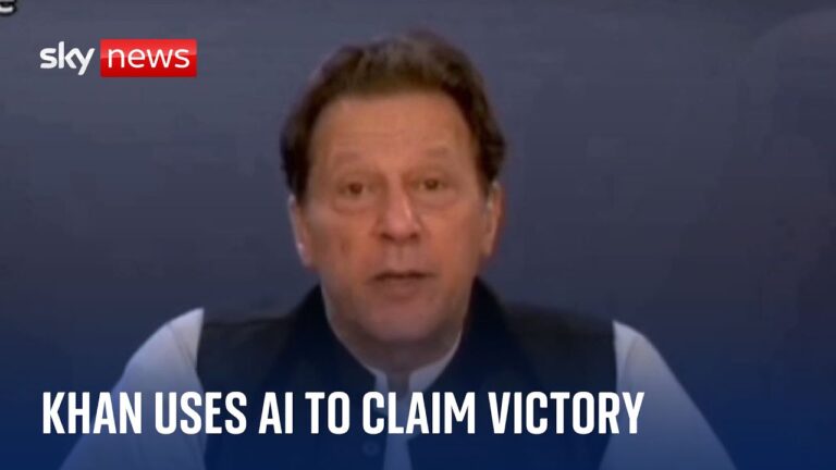 Pakistan: Jailed Imran Khan uses AI video to claim victory in election – after rival says he’s won